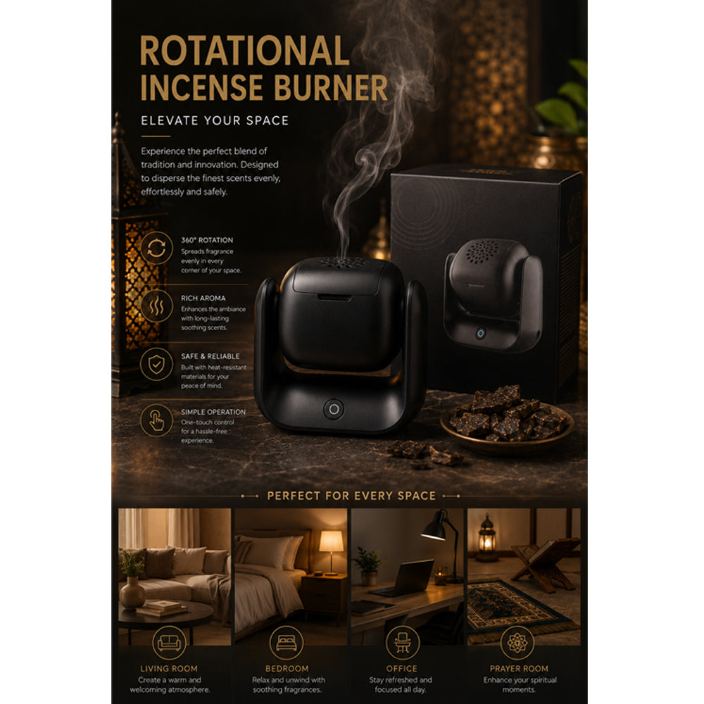 Rotatable Electric Bakhoor Burner – USB Rechargeable Oud Incense Burner