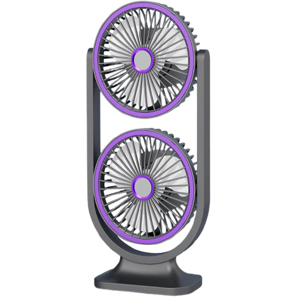 Dual Head Rotating Rechargeable Desk Fan