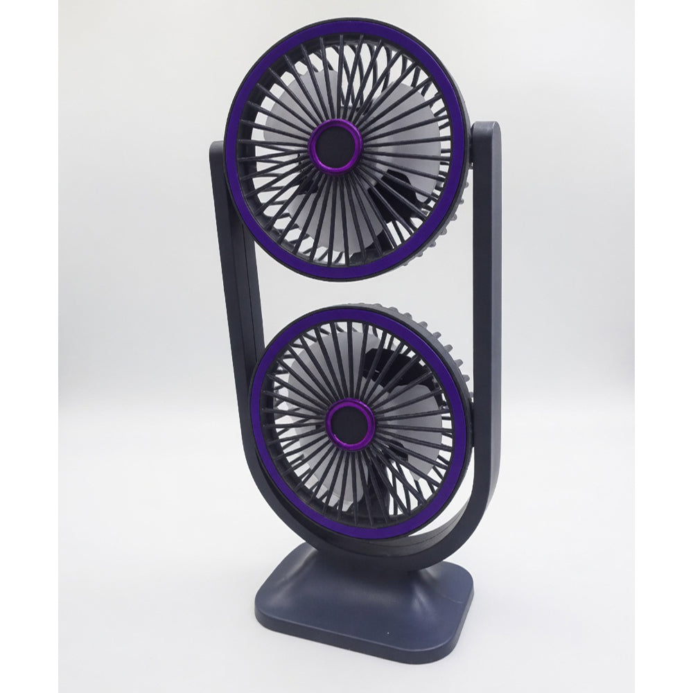 Dual Head Rotating Rechargeable Desk Fan