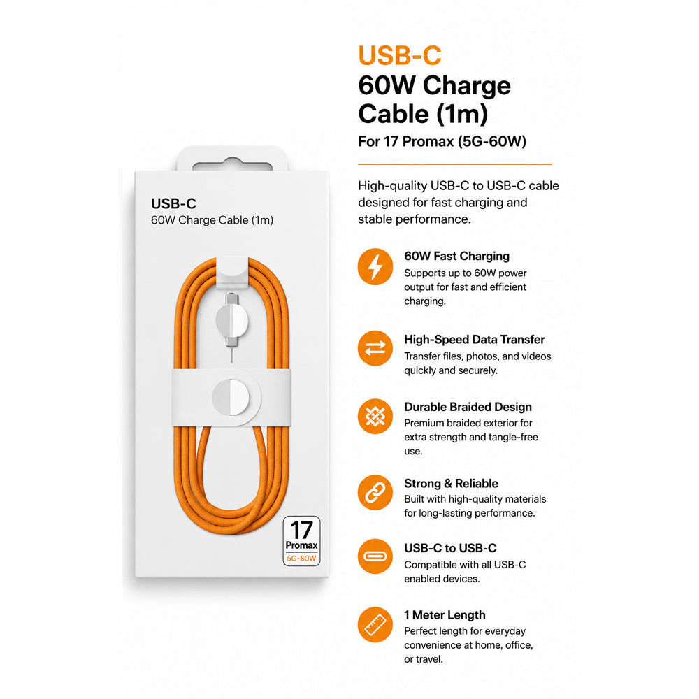60W USB-C to USB-C Braided Cable
